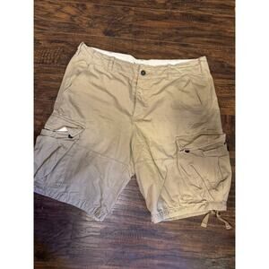 Abercrombie & Fitch Cargo Shorts Mens 36 Khaki Button Fly Drawstring